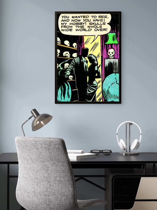 Classic Horror Comic Book Pop Art Premium Giclée Print | A4 A3 Wall Decor | Retro Artwork | "My Collection of Skulls" | Unframed