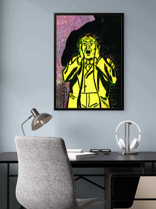 Screaming Man in Yellow Vintage Horror Comic Pop Art Wall Decor | Premium Giclée Art Print | 1950s Comic Book | Unframed