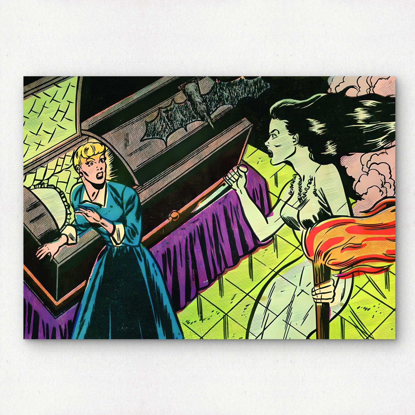 Halloween Horror Comic Premium Giclée Art Print | A4 A3 Pop Art Wall Decor | Retro Artwork | "Ghost Witch" | Unframed