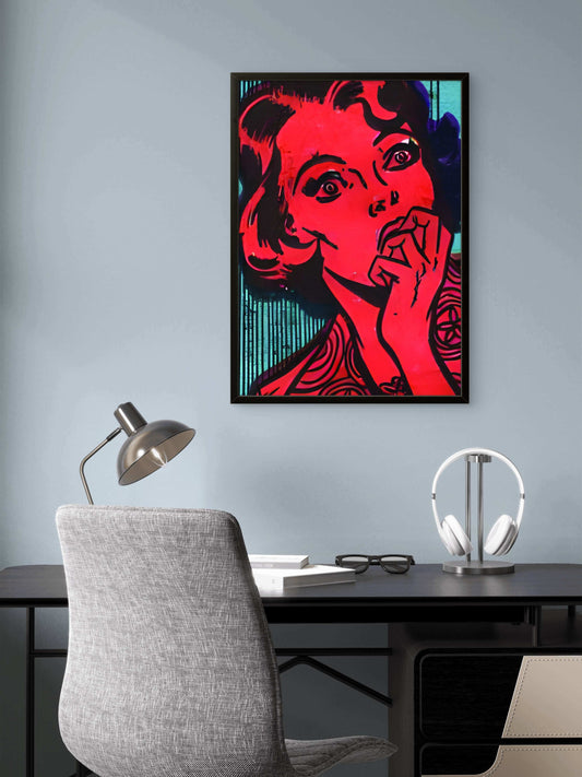 Scream Queen Close-Up Vintage Horror Comic Pop Art Pin Up Girl Wall Decor | Premium Giclée Art Print | 1950s Comic Book | Unframed