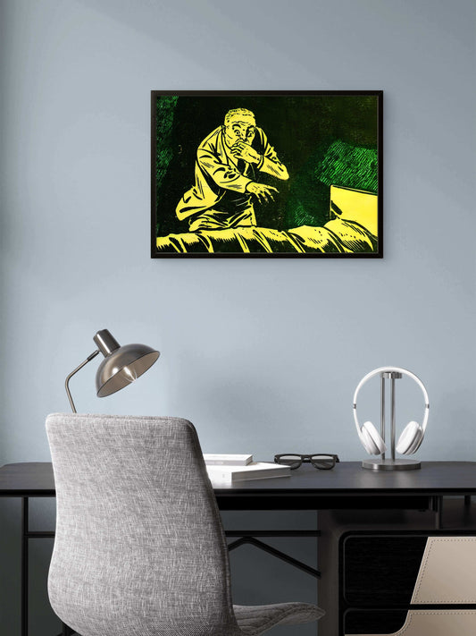Horror Comic Book Pop Art Premium Giclée Print | A4 A3 Bold Wall Decor | Retro Artwork | "Horrified Man in Yellow" | Unframed