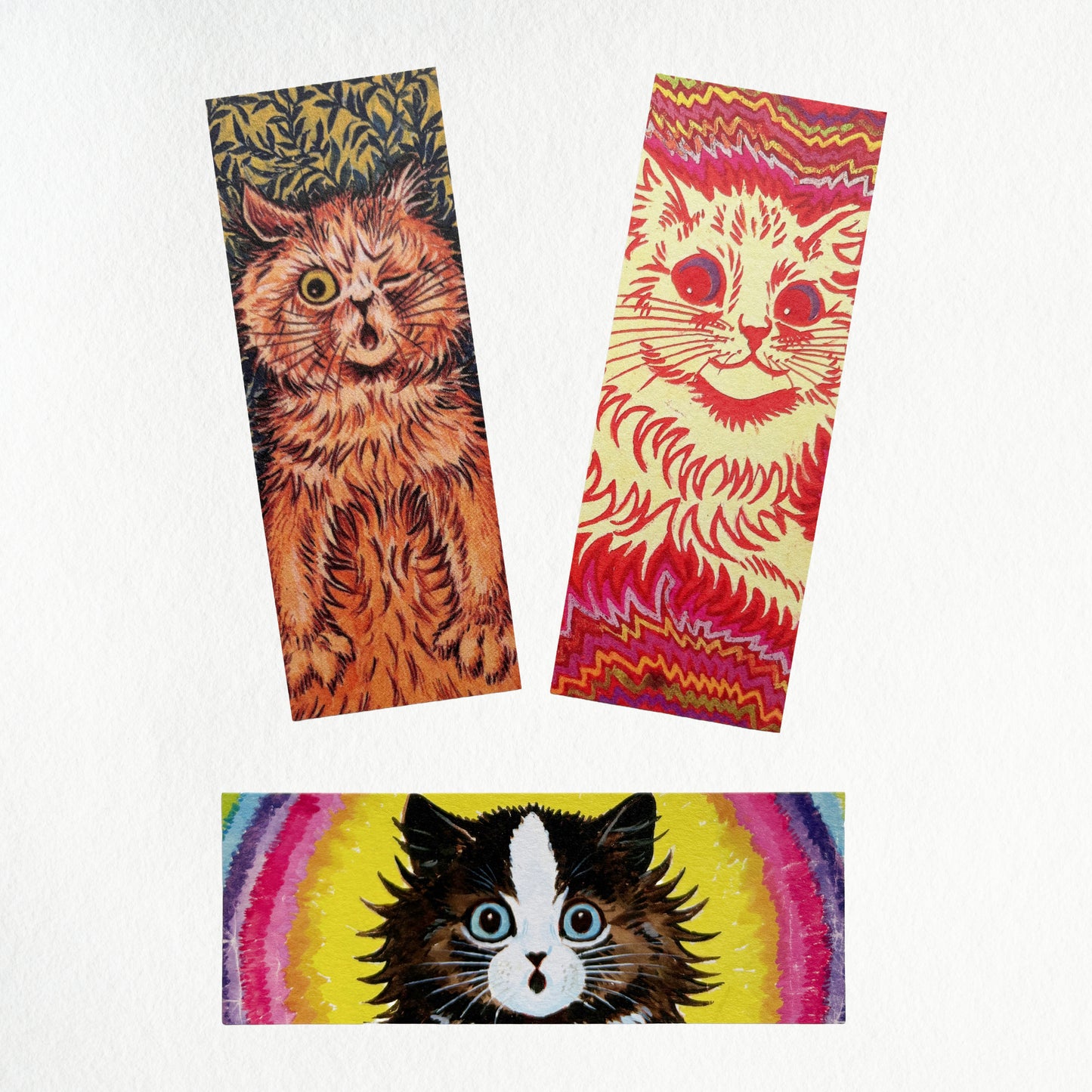 Louis Wain Colourful Cat Bookmarks | Set of 3 Art Bookmarks | Book Lover Gift