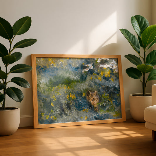 Cat on a Flowering Summer Meadow | Bruno Liljefors | Fine Art Cat Print | Cat Lover Gift | Wall Art