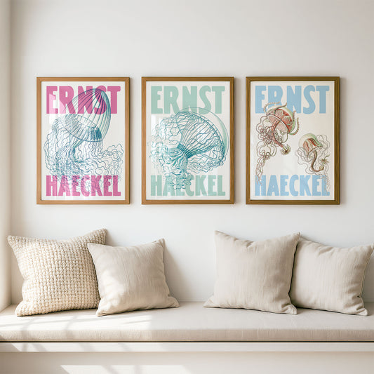 Ernst Haeckel Remixed Art Prints: Jellyfish 3 Pack | Premium Wall Art