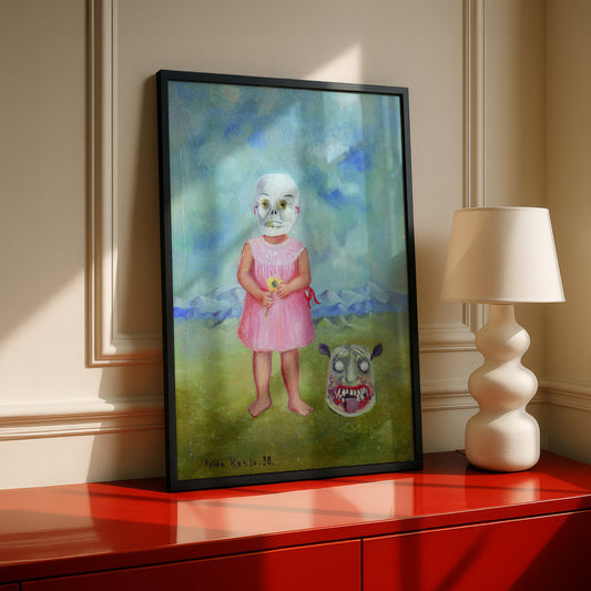 Girl with Death Mask by Frida Kahlo | Premium Art Print | Wall Art