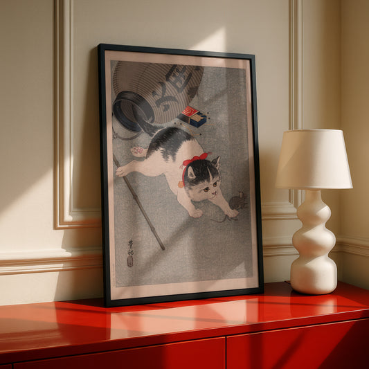Cat and Mouse | Ohara Koson | Fine Art Cat Print | Cat Lover Gift | Wall Art