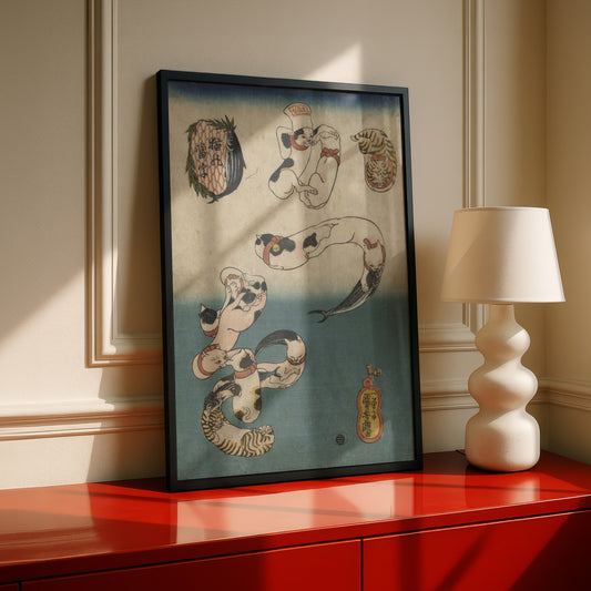 Cats Forming Characters – Octopus | Utagawa Kuniyoshi | Fine Art Cat Print | Cat Lover Gift | Wall Art