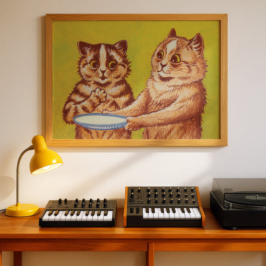 Louis Wain: A Milk Dish for You | Giclée Fine Art Print | Two Ginger Cats Painting