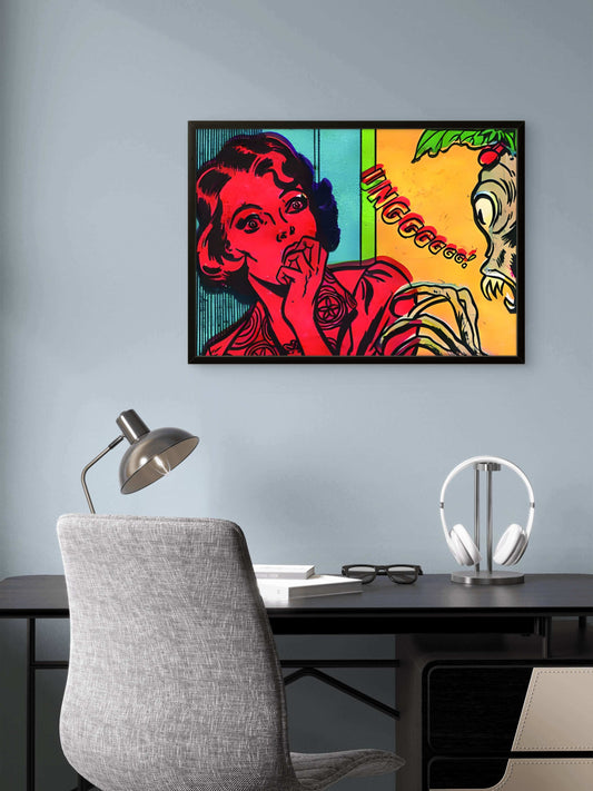 Scream Queen Vintage Horror Comic Pop Art Pin Up Girl Wall Decor | Premium Giclée Art Print | 1950s Comic Book | "Unggggg!" | Unframed