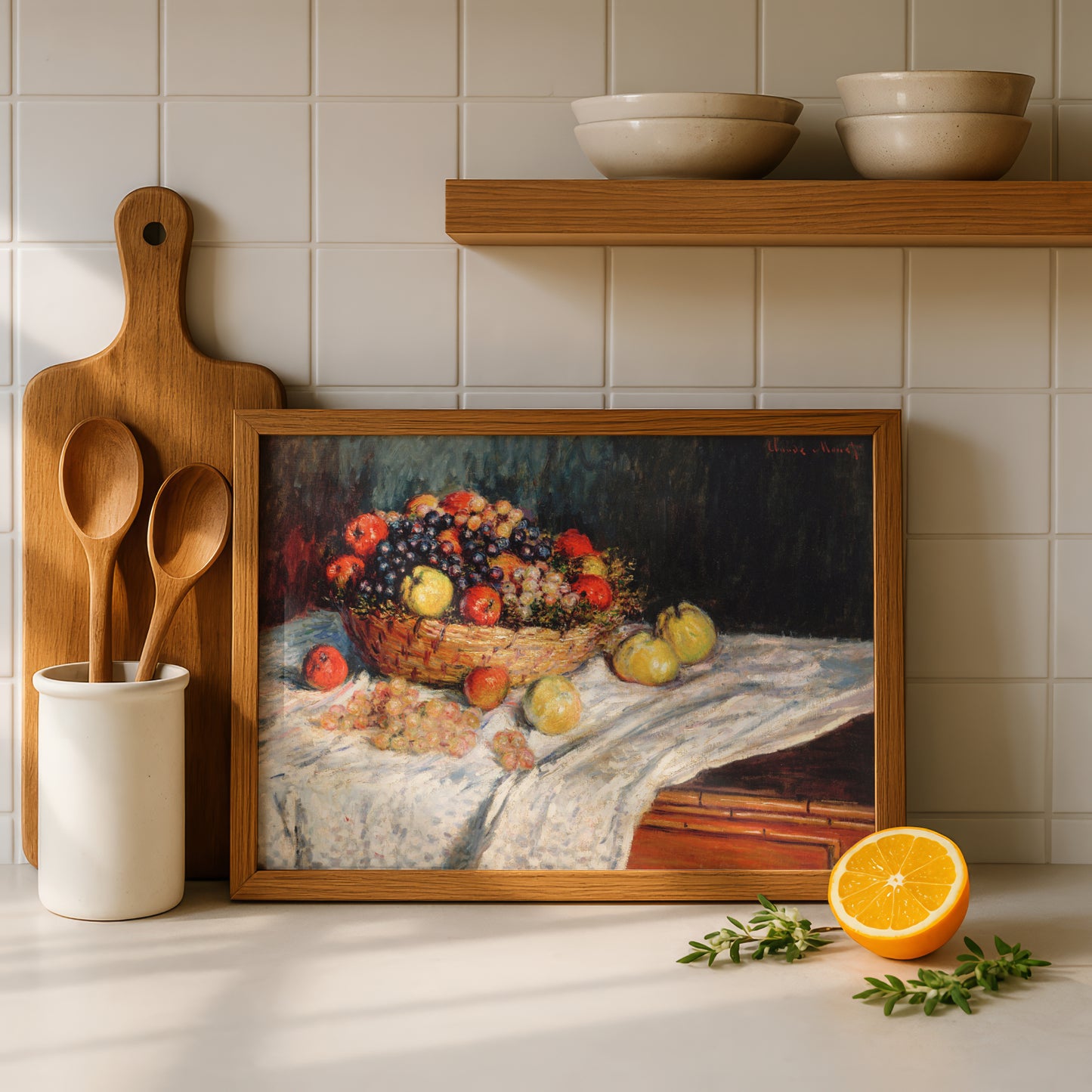 Monet Apples and Grapes Art Print | Giclee Fine Art Reproduction | Impressionist Wall Decor