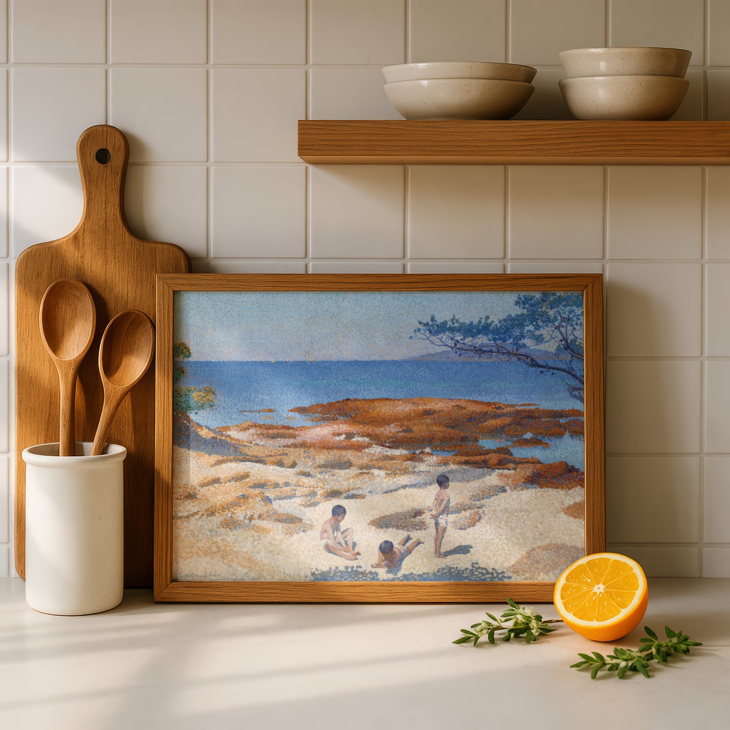 Beach at Cabasson by Henri-Edmond Cross Art Print | Pointillism Giclee Reproduction | French Neo-Impressionist Wall Decor