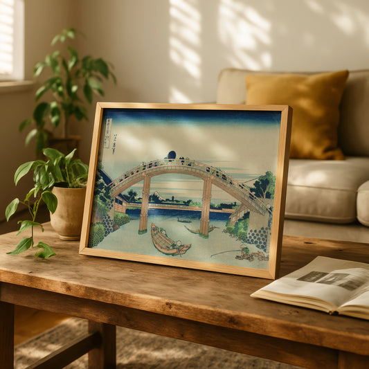Beneath Mannen Bridge in Fukagawa by Katsushika Hokusai | Premium Art Print