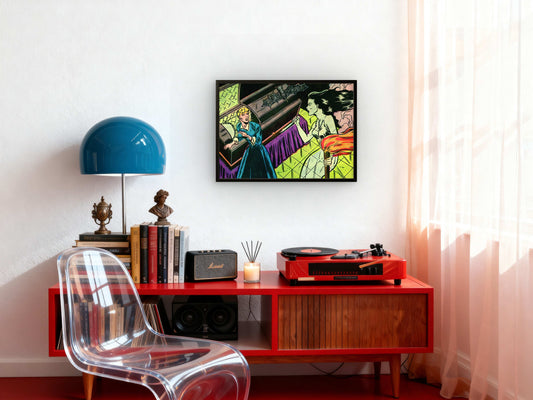 Halloween Horror Comic Premium Giclée Art Print | A4 A3 Pop Art Wall Decor | Retro Artwork | "Ghost Witch" | Unframed