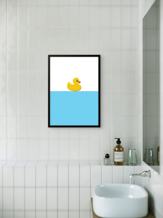 Rubber Duck Bath Art Print | Yellow Duck Bathroom Wall Art | A3 A4 Poster | Cute Minimalist Decor | Original Design | Kids Bathroom Art