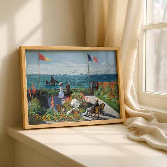 Monet Garden at Sainte-Adresse Art Print | Giclee Fine Art Reproduction | Impressionist Wall Decor