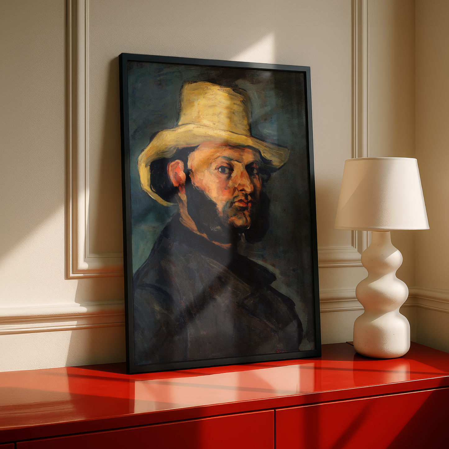 Gustave Boyer in a Straw Hat by Paul Cezanne Print | Premium Giclee Art Print | Post-Impressionist Wall Art | Museum Quality Reproduction | Fine Art Print