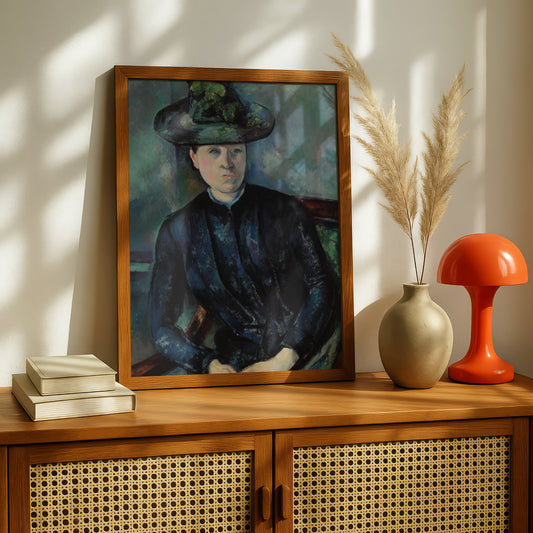 Madame Cezanne with Green Hat by Paul Cezanne Print | Premium Giclee Art Print | Post-Impressionist Wall Art | Museum Quality Reproduction | Fine Art Print