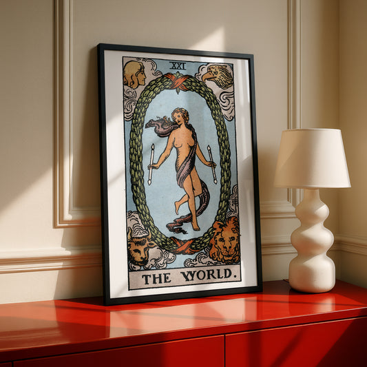 The World Tarot Card Print | Rider-Waite-Smith Vintage Tarot Deck | Wall Art