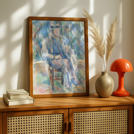 Man Wearing a Straw Hat by Paul Cezanne Print | Premium Giclee Art Print | Post-Impressionist Wall Art | Museum Quality Reproduction | Fine Art Print