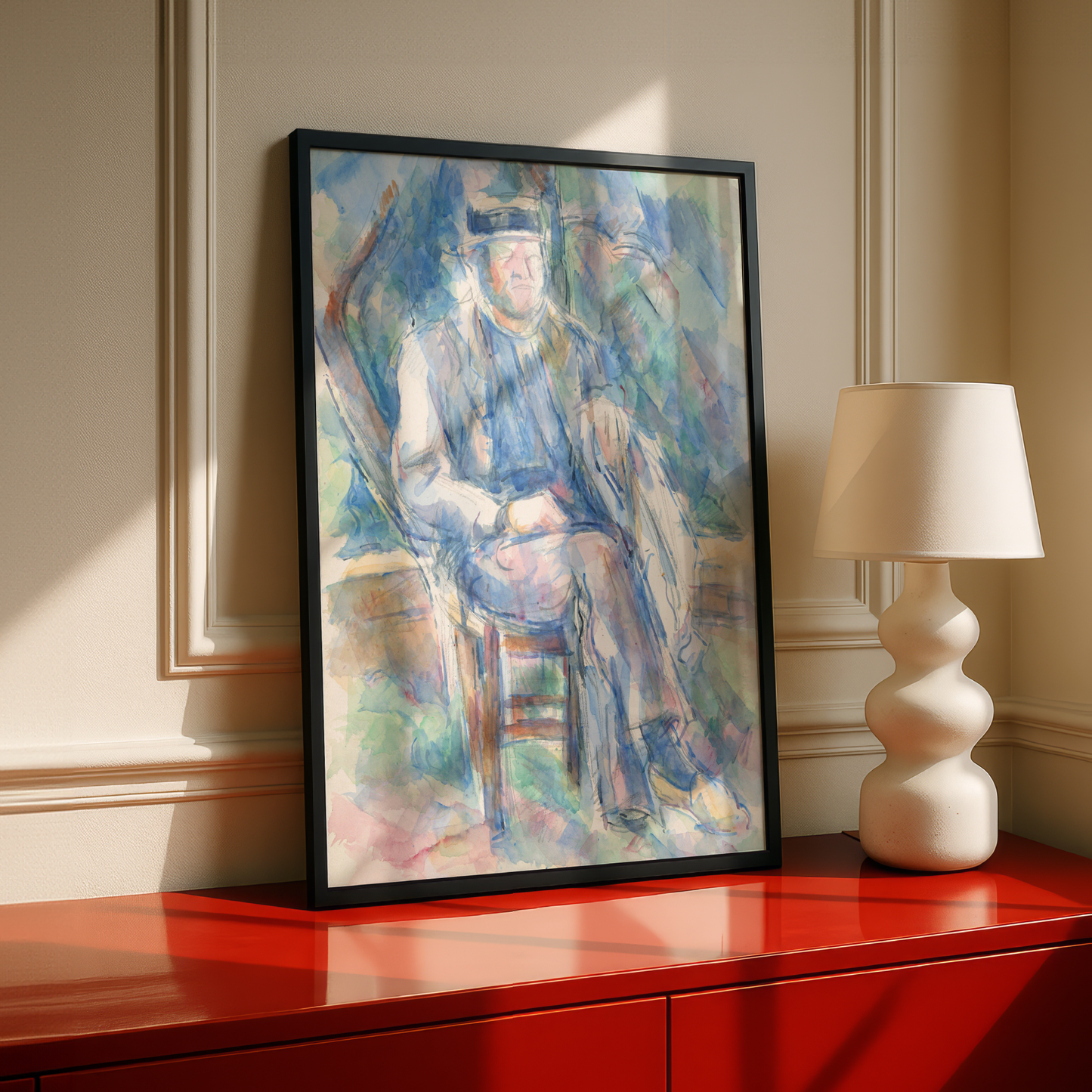 Man Wearing a Straw Hat by Paul Cezanne Print | Premium Giclee Art Print | Post-Impressionist Wall Art | Museum Quality Reproduction | Fine Art Print