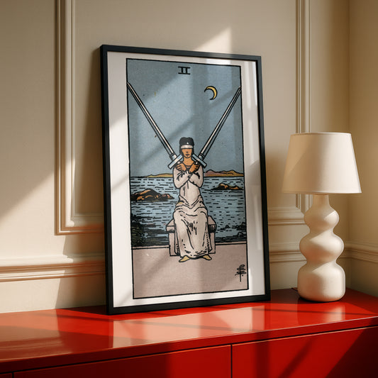 Two of Swords Tarot Card Print | Rider-Waite Swords Minor Arcana Deck | Wall Art