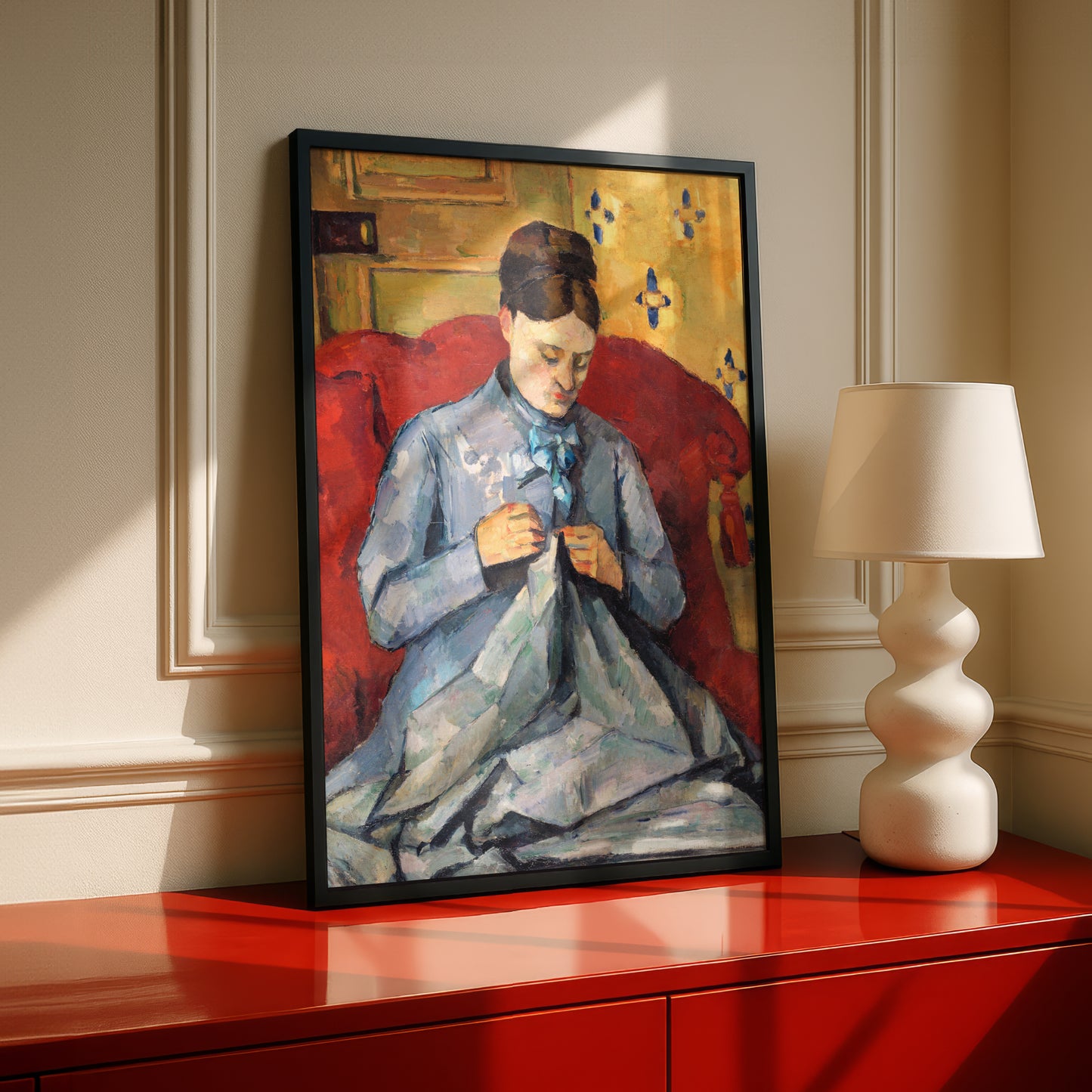 Madame Cezanne in a Red Armchair by Paul Cezanne Print | Premium Giclee Art Print | Post-Impressionist Wall Art | Museum Quality Reproduction | Fine Art Print