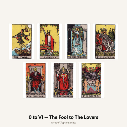 0 to VI, The Fool to The Lovers — set of 7 giclée prints