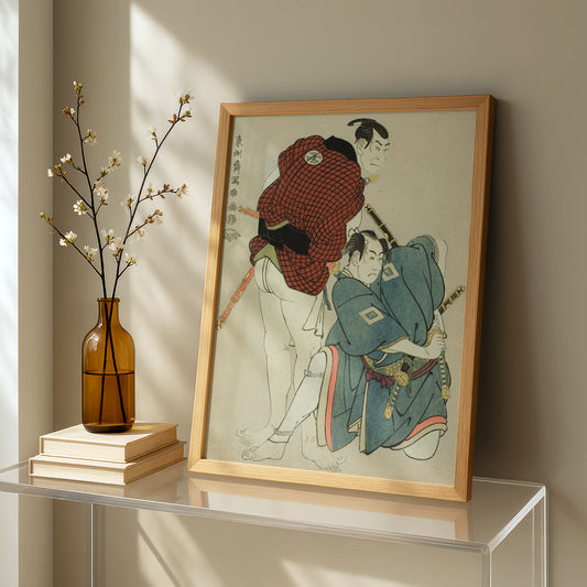 The Actors Ichikawa Omezo I (R) as Tomita Hyotaro and Otani Oniji III (L) as Kawashima Jibugoro by Toshusai Sharaku | Premium Art Print