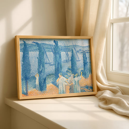 The Promenade (Landscape with Cypresses) by Henri-Edmond Cross Art Print | Pointillism Giclee Reproduction | French Neo-Impressionist Wall Decor