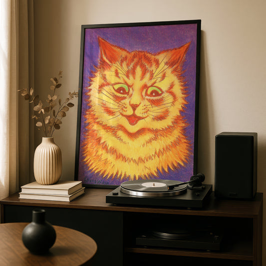 Louis Wain: Yellow Cat Art Poster | Fine Art Giclée Print | "Who Said Mice?"
