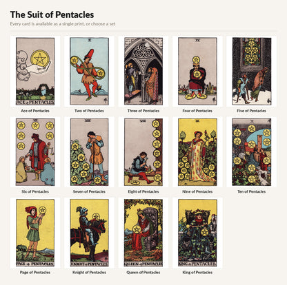 The Suit of Pentacles — Ace to King, 14 giclée prints