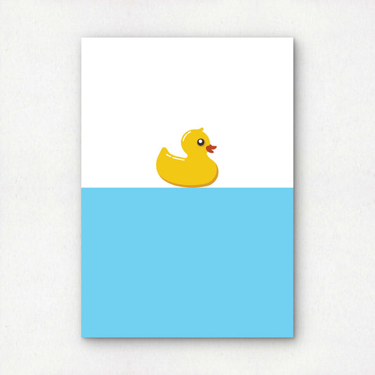Rubber Duck Bath Print | Yellow Duck Bathroom Wall Art | A3 A4 Poster | Cute Minimalist Decor | Original Design | Kids Bathroom Art | Premium Art Print