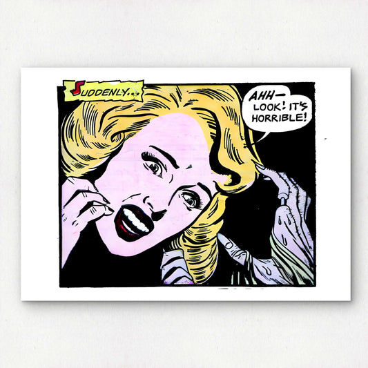 Pop Art Woman from 1950s Horror Comic Poster | Premium Giclée Art Print | US Golden Age of Comics | "Ahh Look! It's Horrible" | Unframed