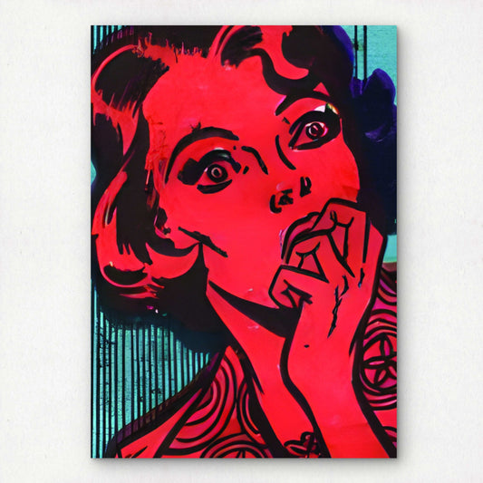 Scream Queen Close-Up Vintage Horror Comic Pop Art Pin Up Girl Wall Decor | Premium Giclée Art Print | 1950s Comic Book | Unframed