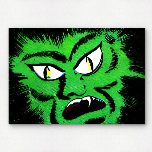 Green Monster Halloween Horror Comic Premium Giclée Art Print | A4 A3 Pop Art Wall Decor | Retro Artwork | Unframed
