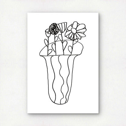 Abstract Line Art Flowers Print | Black & White Botanical Wall Art | A3 A4 Premium Unframed Art Print | Minimalist Floral Decor | Original Design