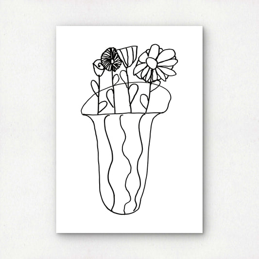 Abstract Line Art Flowers Print | Black & White Botanical Wall Art | A3 A4 Premium Unframed Art Print | Minimalist Floral Decor | Original Design | Modern Home Art