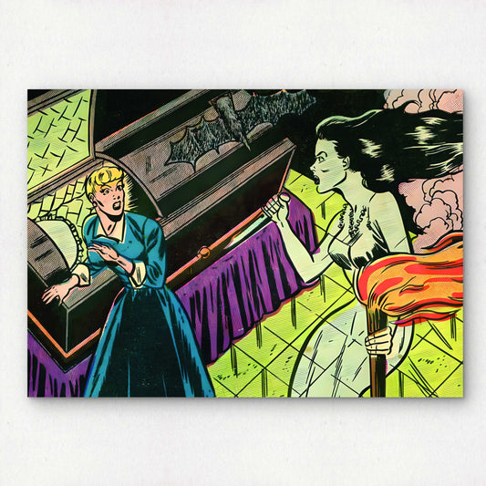 Halloween Horror Comic Premium Giclée Art Print | A4 A3 Pop Art Wall Decor | Retro Artwork | "Ghost Witch" | Unframed