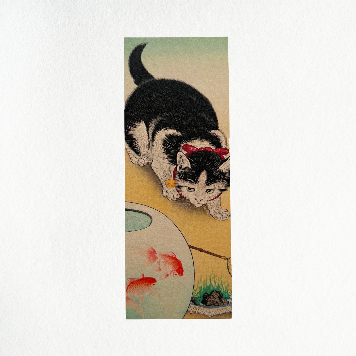 Cat and Goldfish Bookmark | Ohara Koson | Japanese Woodblock Bookmark | Book Lover Gift