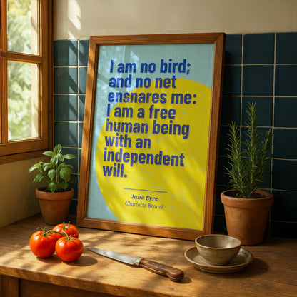 Jane Eyre Art Print | 'I Am No Bird' Quote | Charlotte Brontë | Literary Wall Art | Book Lover Gift