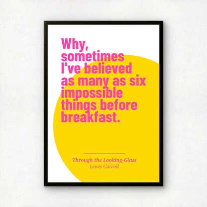 Alice in Wonderland Art Print | 'Six Impossible Things' Quote | Lewis Carroll | Literary Wall Art | Book Lover Gift
