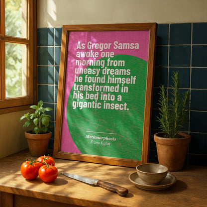 Franz Kafka Metamorphosis Art Print | Opening Line Quote | Literary Wall Art | Book Lover Gift
