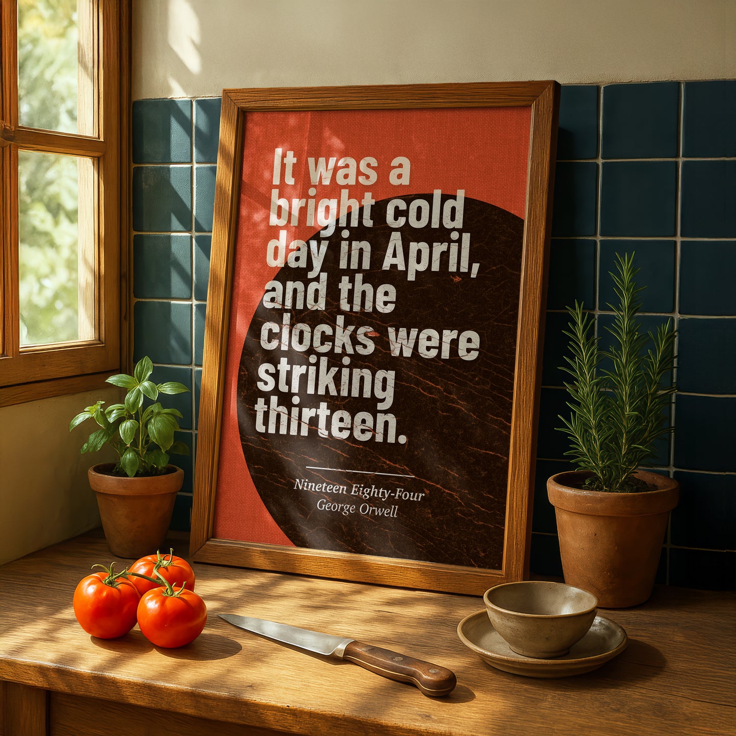 1984 Art Print | 'Clocks Were Striking Thirteen' Quote | George Orwell | Literary Wall Art | Book Lover Gift
