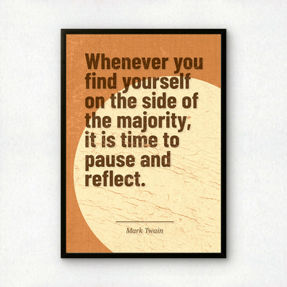 Mark Twain Quote Art Print | 'On the Side of the Majority' | Literary Wall Art | Book Lover Gift