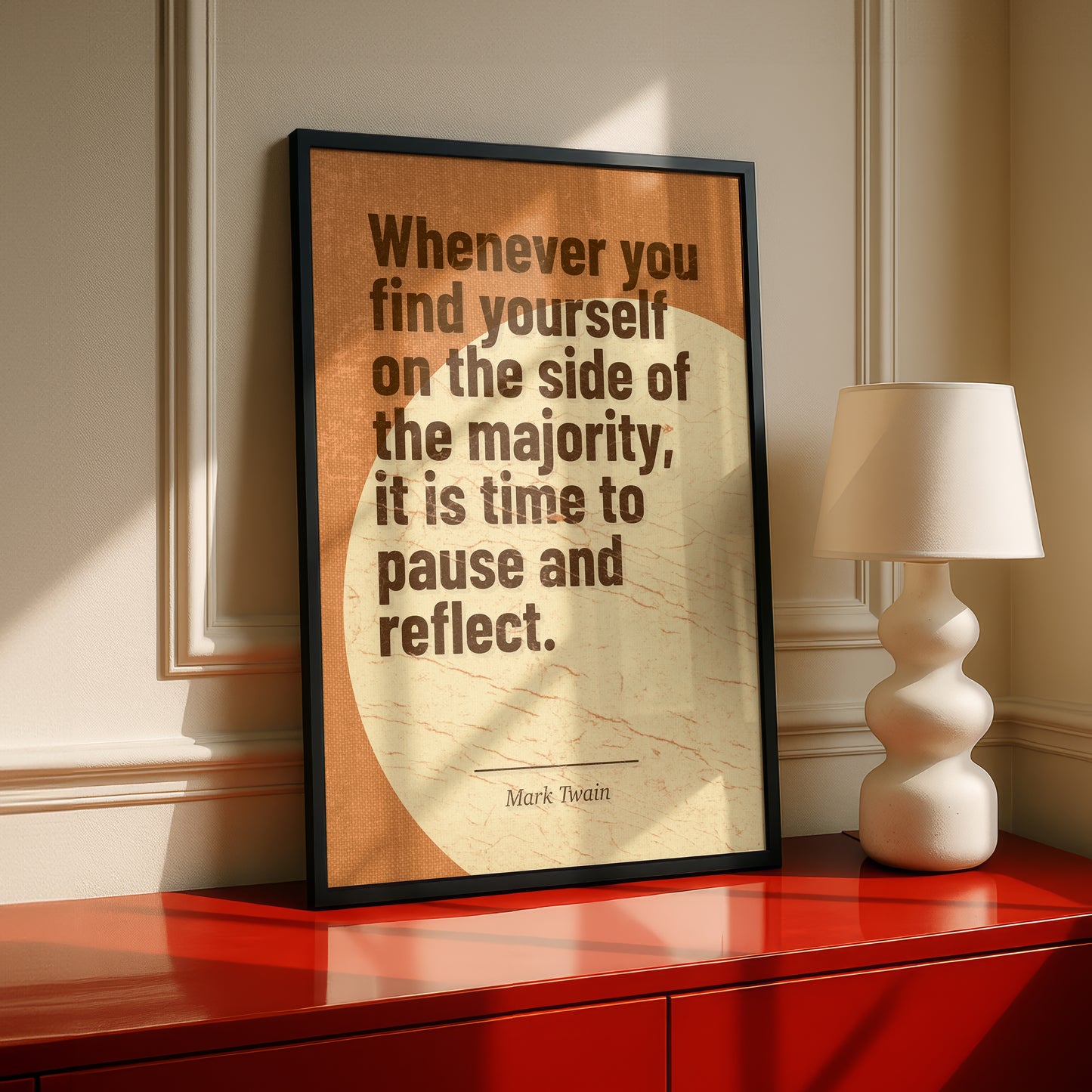 Mark Twain Quote Art Print | 'On the Side of the Majority' | Literary Wall Art | Book Lover Gift