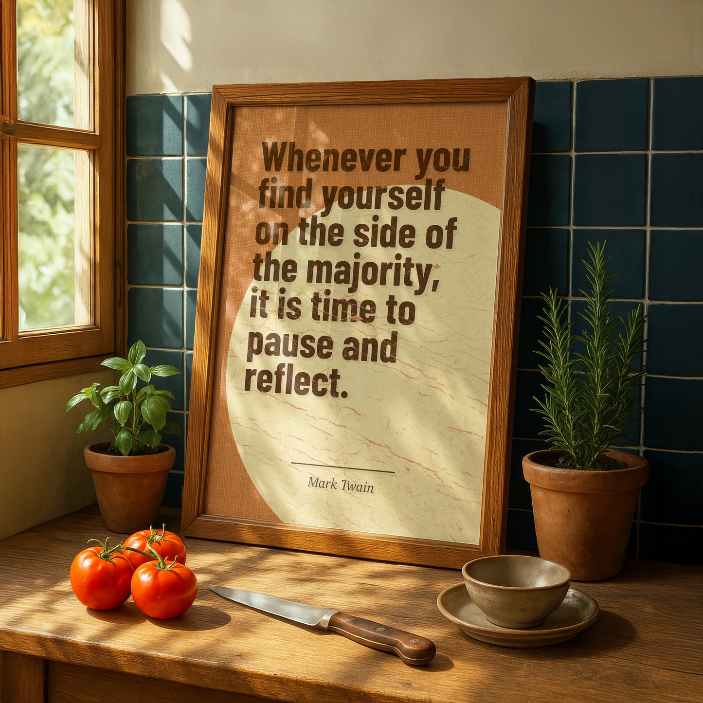 Mark Twain Quote Art Print | 'On the Side of the Majority' | Literary Wall Art | Book Lover Gift