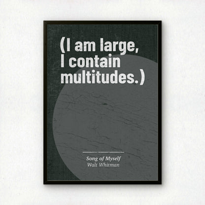 'I am Large, I Contain Multitudes' Art Print | Walt Whitman Song of Myself Poem Quote | Literary Wall Art | Poetry Lover Gift