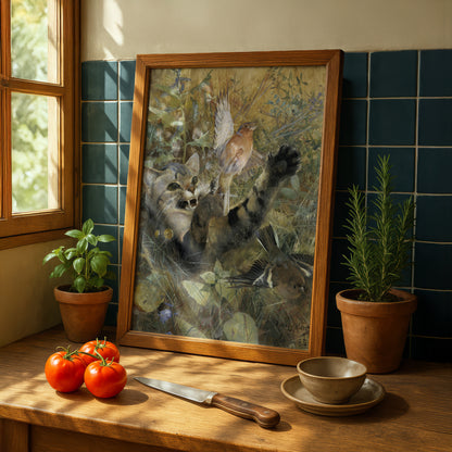 Cat and Chaffinch | Bruno Liljefors | Fine Art Cat Print | Cat Lover Gift | Wall Art