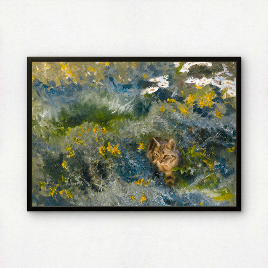 Cat on a Flowering Summer Meadow | Bruno Liljefors | Fine Art Cat Print | Cat Lover Gift | Wall Art