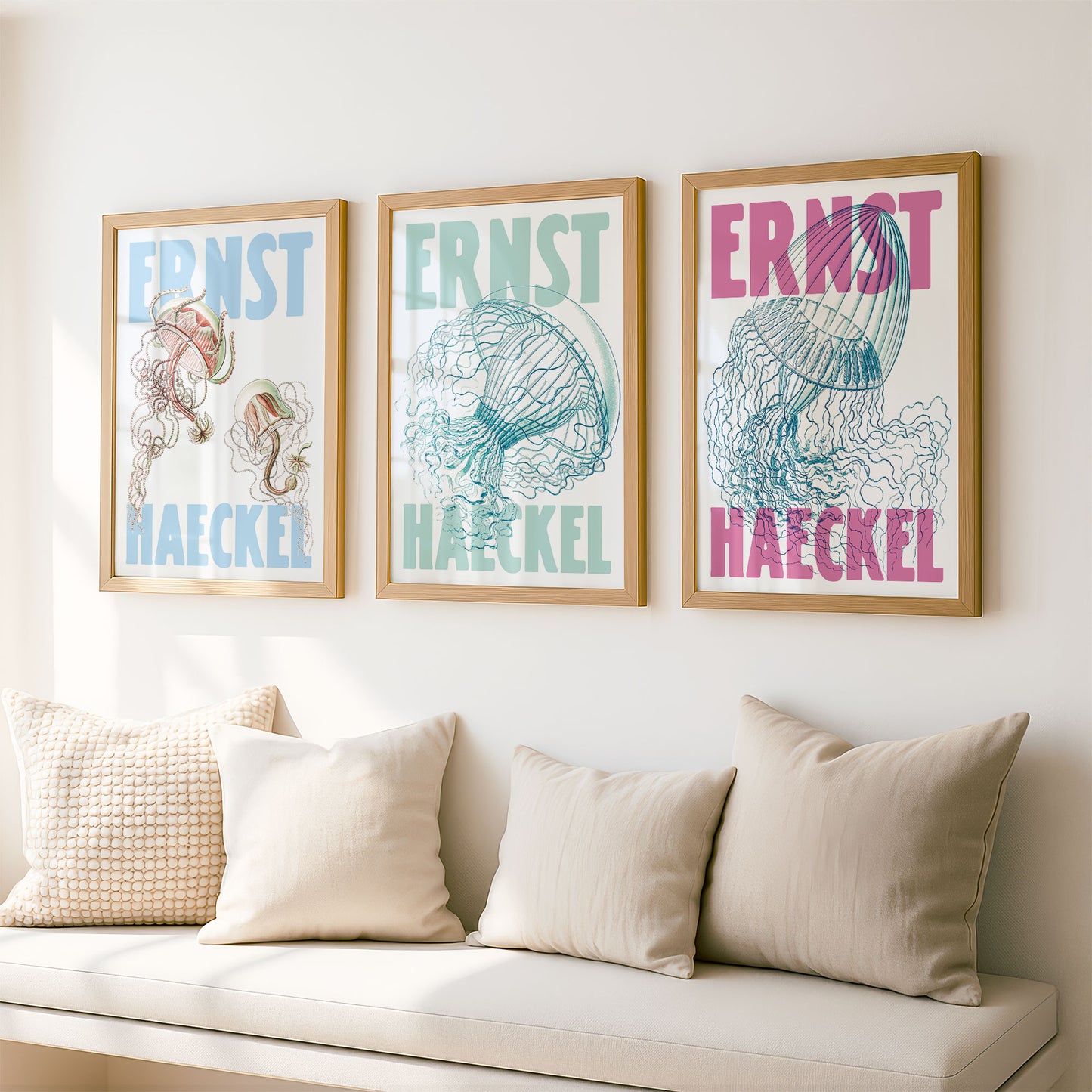 Ernst Haeckel Remixed Art Prints: Jellyfish 3 Pack | Premium Wall Art